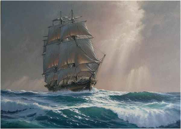 Художник Марек Рузик создает гиперреалистичные картины кораблей в море  