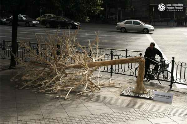 В Китае построили сломанное дерево из палочек для еды  